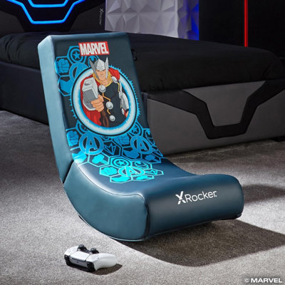 X Rocker Official Marvel THOR Video Rocker Gaming Chair for Juniors Folding Rocking Seat Official Marvel Licensed THOR BLACK