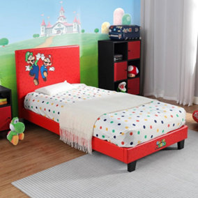 X-Rocker Official Nintendo Super Mario Gaming Bed for Kids, 3ft Single Bed, Upholstered with 90x190cm Mattress Included - RED