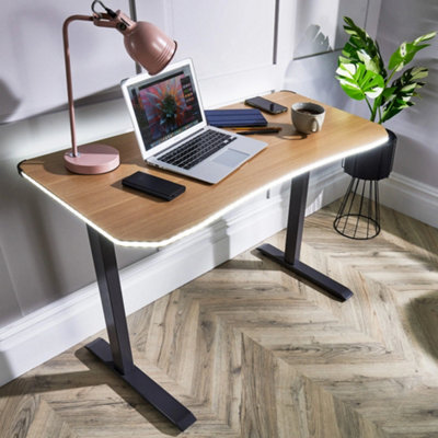 X-Rocker OKA Office Desk 110x55cm With Oak Effect - Soft Glow LED Lighting & Wireless Charging