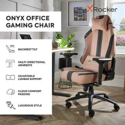 X Rocker Onyx Ergonomic PC Office Gaming Chair - Fabric Pink / Grey