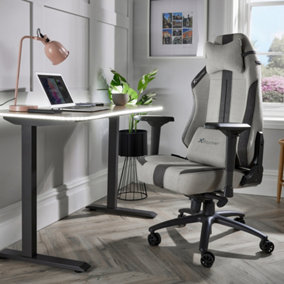 X Rocker Onyx PC Office Gaming Chair, Ergonomic Computer Desk Chair, Velvet & Fabric with Lumbar Support - GREY