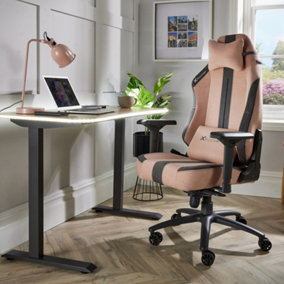 X Rocker Onyx PC Office Gaming Chair, Ergonomic Computer Desk Chair, Velvet & Fabric with Lumbar Support - PINK
