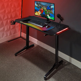 X-Rocker Panther RGB Gaming Desk 110 x 61cm with FREE Mousepad -  BLACK