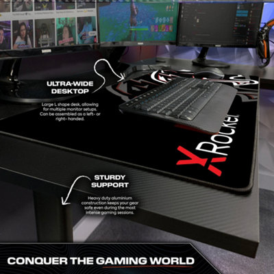 X Rocker Panther XL 155cm Reversible Corner Gaming Desk with Mousepad ...