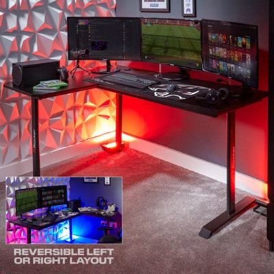 X Rocker Panther XL 155cm Reversible Corner Gaming Desk with Mousepad ...