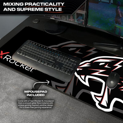 X-Rocker Panther XL Reversible Corner Office Desk 155 x 108cm Right Left L-Shape Gaming Computer Table - BLACK