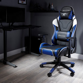 X Rocker PC Gaming chair Adjustable Recliner Racing Seat Swivel PU Blue Agility