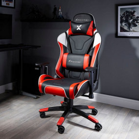 X Rocker PC Gaming chair Height Adjustable Recline Swivel Agility Red PU Leather