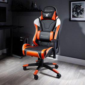 X Rocker PC Gaming chair Recliner Office Swivel Seat PU Leather Orange Agility