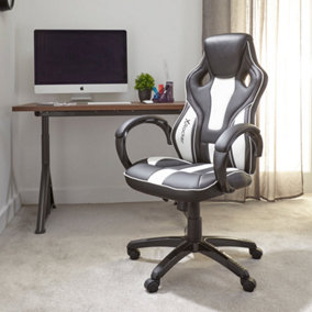 X Rocker PC Office chair Ergonomic Gaming Seat Faux Leather Black White Maverick