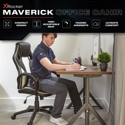 X Rocker PC Office chair Ergonomic Gaming Seat Faux Leather Black White Maverick