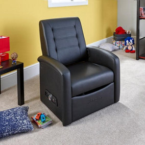 X-Rocker Premier Ottoman Armchair with 2.1 Speakers and Audio Vibration for Kids and Juniors - BLACK