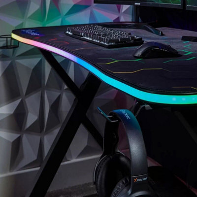 X ROCKER PULSAR MAX RGB GAMING DESK WITH LED LIGHTS APP CONTROLLED
