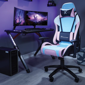 X Rocker Racing Seat PC Gaming chair Ergonomic Blue Pink PU Leather Agility