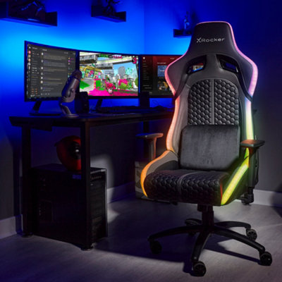 X Rocker RGB Gaming chair LED Lights Ergonomic Racing Seat PU Black Stinger