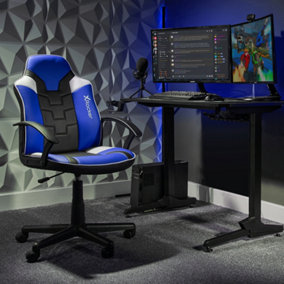 X-Rocker Saturn Mid Back Office PC Chair with Swivel Seat and PU Leather- BLUE