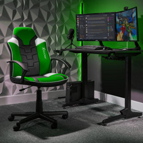 X-Rocker Saturn Mid Back Office PC Chair with Swivel Seat and PU Leather- GREEN