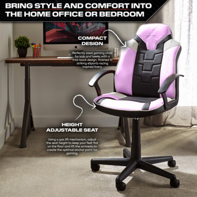 X-Rocker Saturn Mid Back Office PC Chair with Swivel Seat and PU Leather- PINK