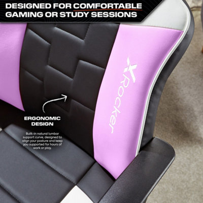 X-Rocker Saturn Mid Back Office PC Chair with Swivel Seat and PU Leather- PINK