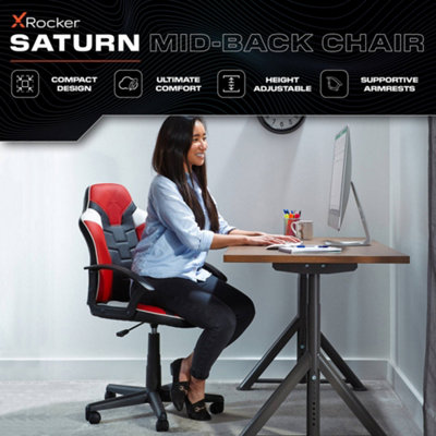 X-Rocker Saturn Mid Back Office PC Chair with Swivel Seat and PU ...