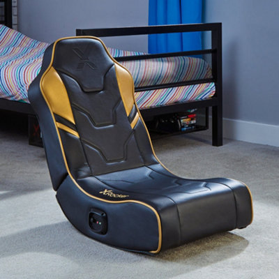 X Rocker Shadow 2.0 Audio Floor Rocker Gaming Chair for Kids - Gold / Black