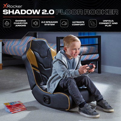 X Rocker Shadow 2.0 Audio Floor Rocker Gaming Chair for Kids - Gold / Black