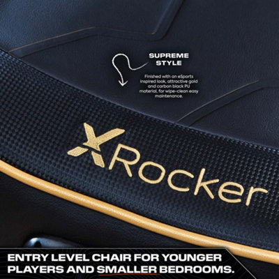 X Rocker Shadow 2.0 Audio Floor Rocker Gaming Chair for Kids - Gold / Black