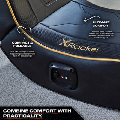 X Rocker Shadow 2.0 Audio Floor Rocker Gaming Chair for Kids - Gold / Black