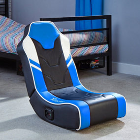 X-Rocker Shadow Gaming Chair with 2.0 Audio Speakers for Kids and Juniors Floor Seat - BLUE