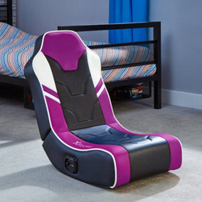 X-Rocker Shadow Gaming Chair with 2.0 Audio Speakers for Kids and Juniors Floor Seat - PURPLE