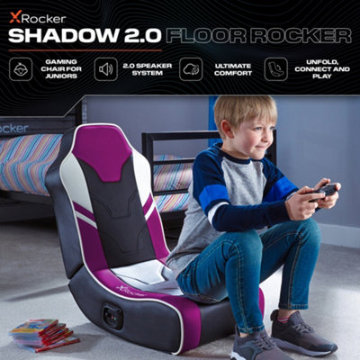 X-Rocker Shadow Gaming Chair with 2.0 Audio Speakers for Kids and Juniors Floor Seat - PURPLE