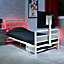 X Rocker Single 3ft Gaming Bed Frame TV Mount Metal White Storage Shelf Basecamp