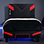 X Rocker Small Double Gaming Bed Cerberus MKII Bed in a Box PU Leather Small Double 4ft Frame Carbon Red Black