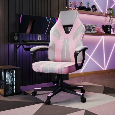 X Rocker Tempest Ergonomic PC Office Gaming Chair - Grey / Pink