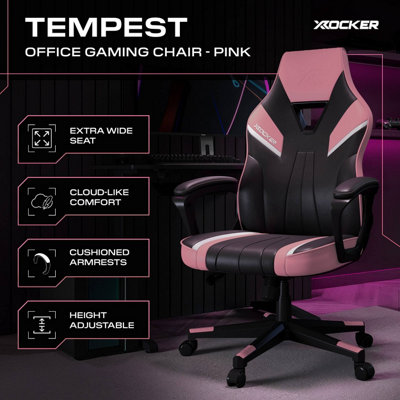X Rocker Tempest Ergonomic PC Office Gaming Chair - Pink