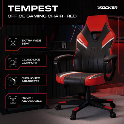 X Rocker Tempest Ergonomic PC Office Gaming Chair - Red