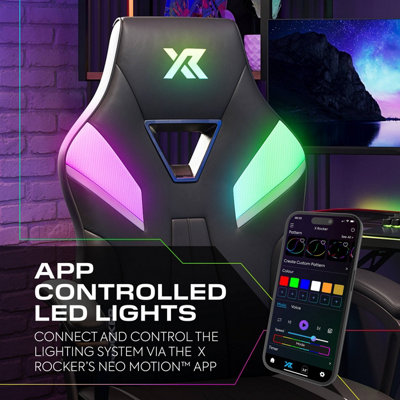 X Rocker Tempest RGB Ergonomic PC Gaming Chair with LED Lights - Black