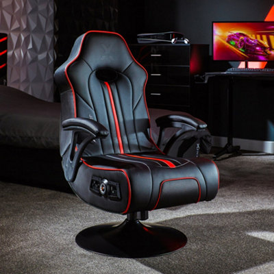 X-Rocker Torque Gaming Chair, 2.1 Audio Console Gaming Seat with Sound Vibration - BLACK / RED