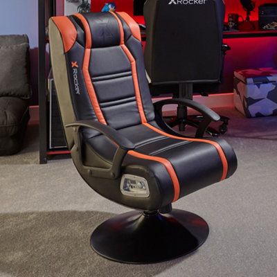 Orange gaming chair with speakers new arrivals