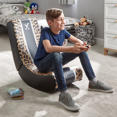 X Rocker Video Gaming chair for Kids Floor Rocking Seat PU Leather Leopard Print DIY at B Q