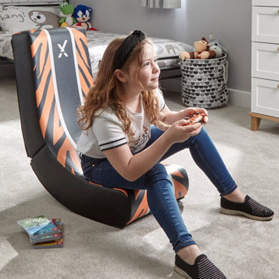 X Rocker Video Gaming chair for Kids Floor Rocking Seat PU Leather Tiger Print DIY at B Q