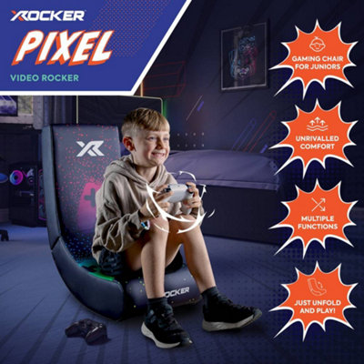 X Rocker Video Rocker Gaming Chair for Kids - Pixel Black