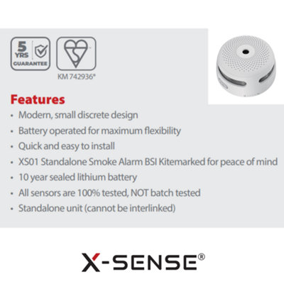 X-Sense Smoke Alarm Photoelectric with 10 Year Sealed Battery - Single Pack