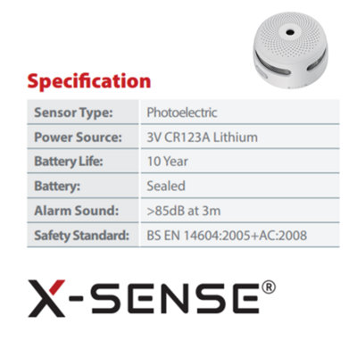 X-Sense Smoke Alarm Photoelectric with 10 Year Sealed Battery - Single Pack