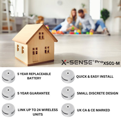X-Sense Smoke and Heat Alarm Set - Battery Powered & Interlinkable - 4 Smoke / 1 Heat