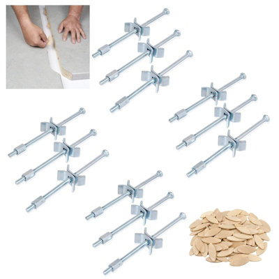 Buy x12 Kitchen Worktop Joining Bolts 150mm Panel Connectors and x100 no20 Biscuits DIY at B&Q