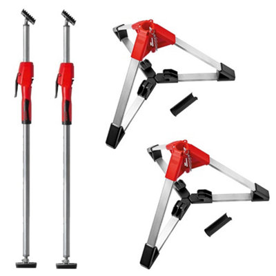 X2 Bessey STE370 Telescopic Drywall Support 2070-3700mm + X2 Tripod Support Base