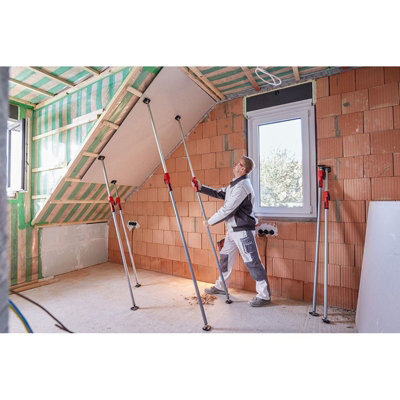 X2 Bessey STE370 Telescopic Drywall Support 2070-3700mm + X2 Tripod Support Base - 8