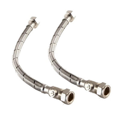 X2 Essentials 15mm x 1/2" x 30cm Flexible Tap Connector - 9.5mm Bore + Iso Valve