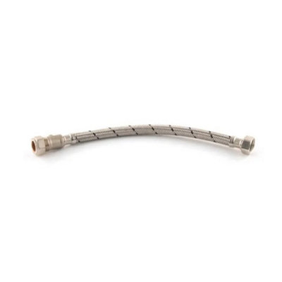 X2 Essentials 15mm x 1/2" x 30cm Flexible Tap Connector - 9.5mm Bore + Iso Valve - 3